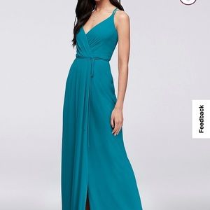 David’s Bridal Double-Strap Long Georgette Bridesmaid Wrap Dress